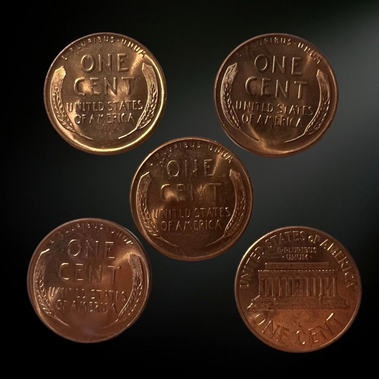 1955–1959-D Lincoln Wheat Penny 5 Coin Set – Brilliant Uncirculated RED