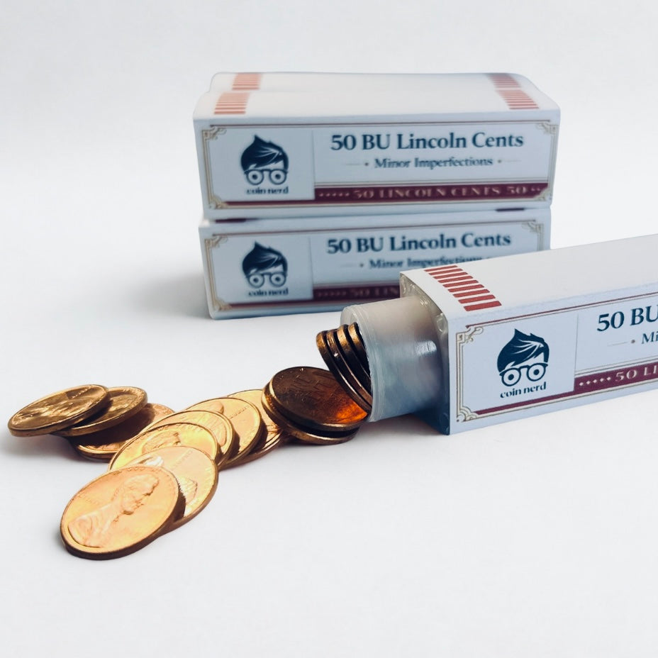 50 Lincoln Cents BU Tube Roll Minor Imperfections