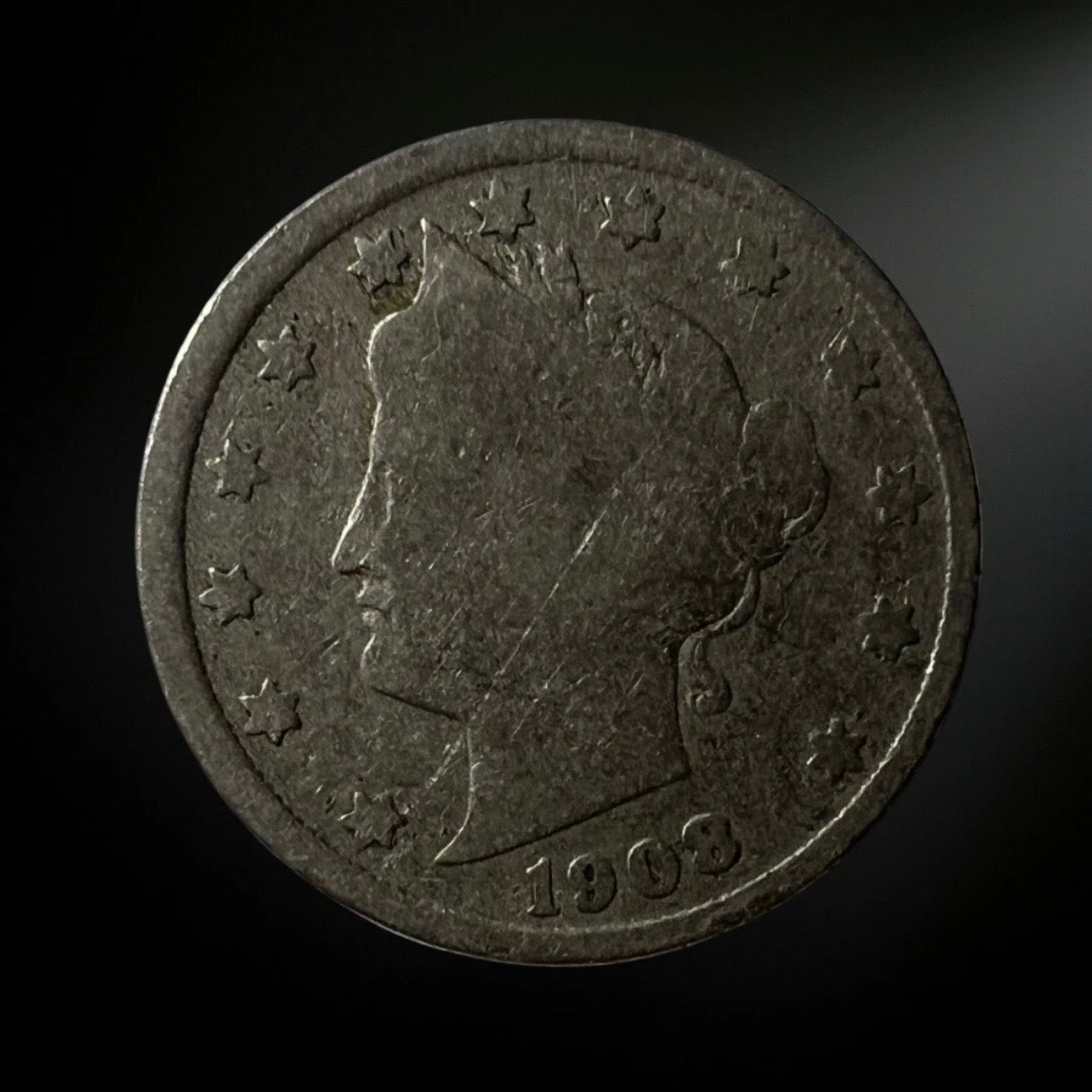 1908-P Liberty Head Nickel G/VG+ Obverse 