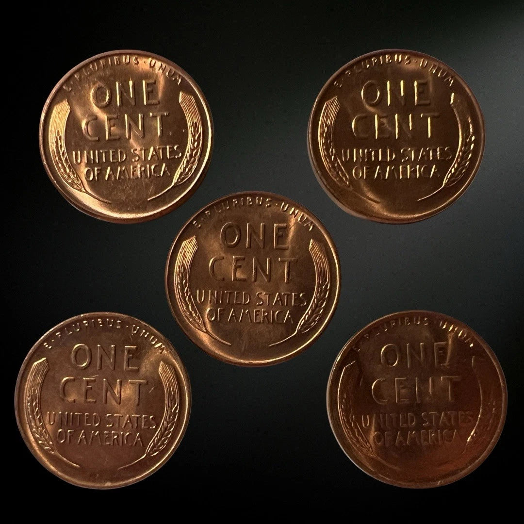 1950–1954-D Lincoln Wheat Penny 5 Coin Set – Brilliant Uncirculated RED