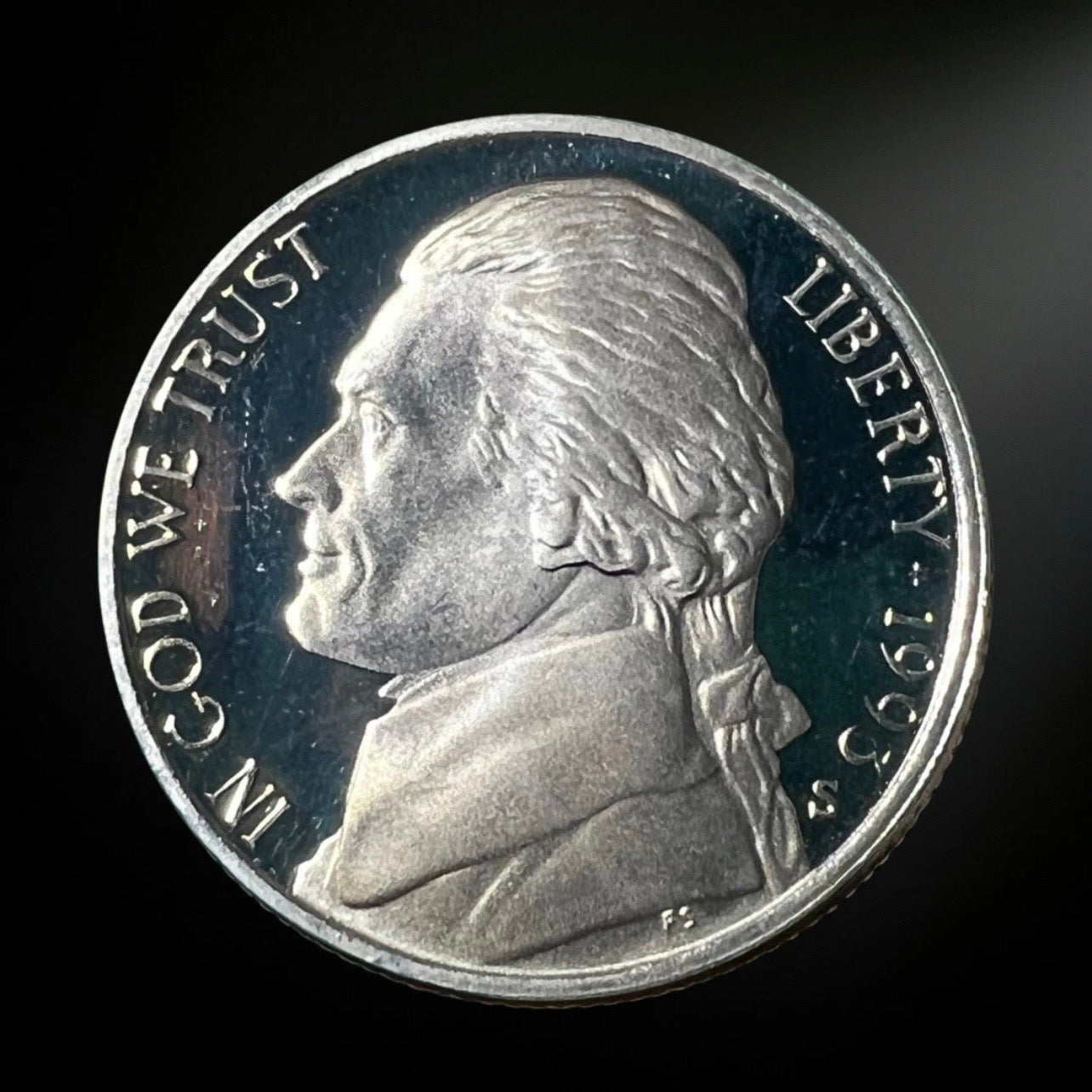 1993-S Proof Jefferson Nickel Obverse 