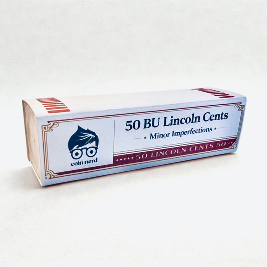 50 Lincoln Cents BU Tube Roll Minor Imperfections