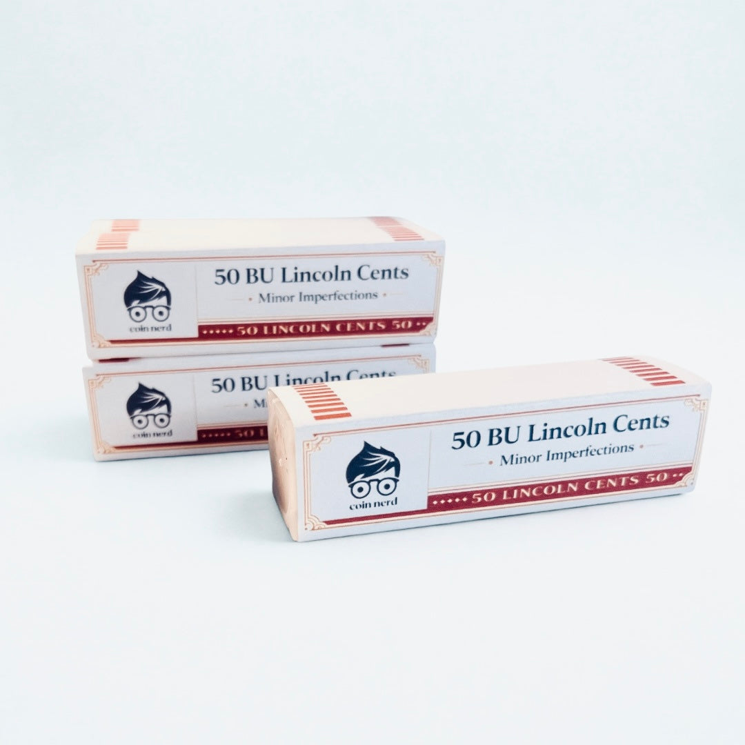 50 Lincoln Cents BU Tube Roll Minor Imperfections